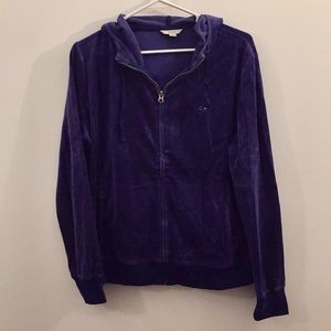 Midnight blue velvet zip hoodie
